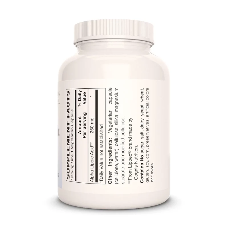 Acide alpha-lipoïque (ALA) 250 mg, 60 capsules végétaliennes