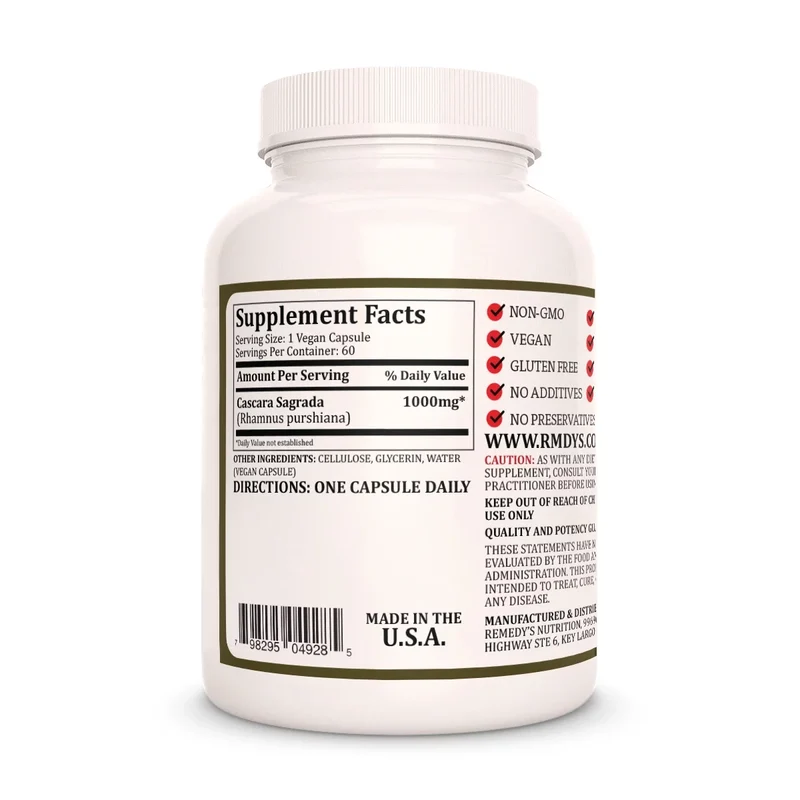 Cascara Sagrada 1000 mg, 60 gélules végétaliennes
