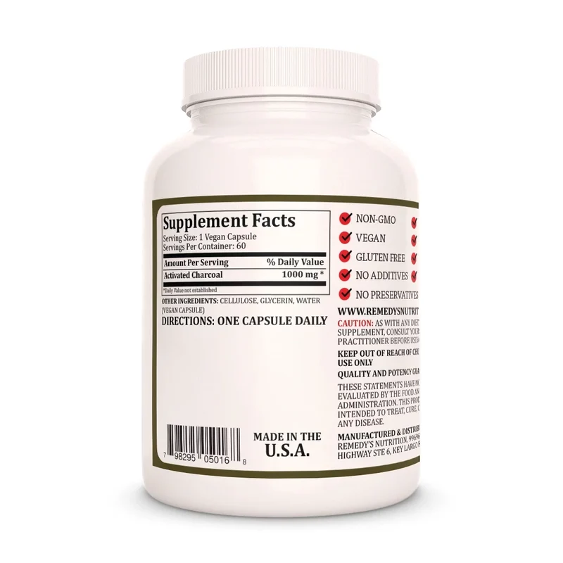 Charbon actif 1000 mg 60 capsules végétaliennes