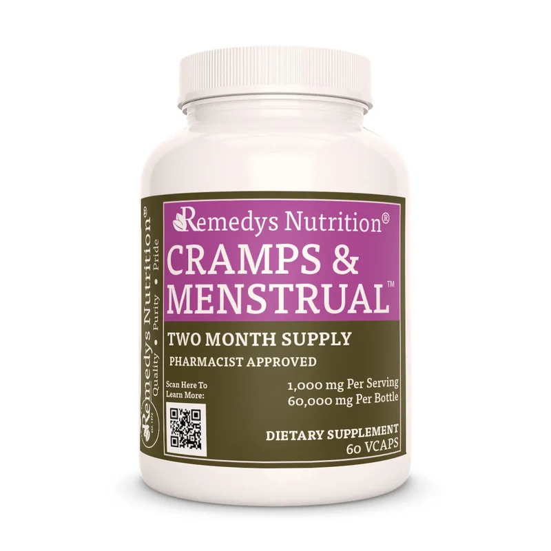 Vitamines pour cycles menstruels et crampes 1000 60 mg, XNUMX capsules végétaliennes