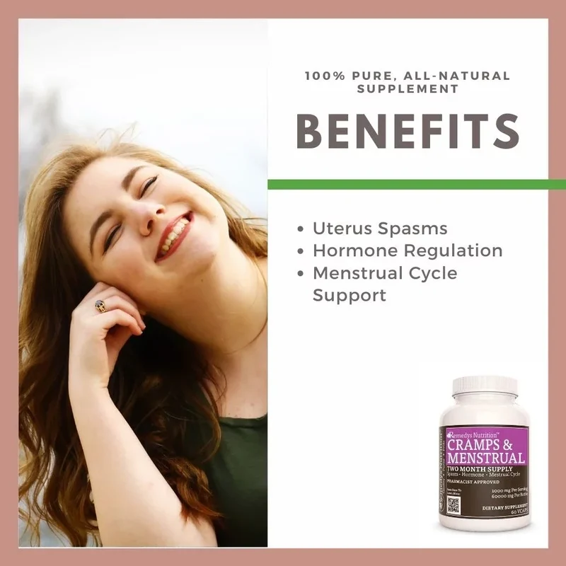 Vitamines pour cycles menstruels et crampes 1000 60 mg, XNUMX capsules végétaliennes