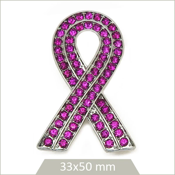 1 broche ruban alliage argenté, strass rose fuchsia