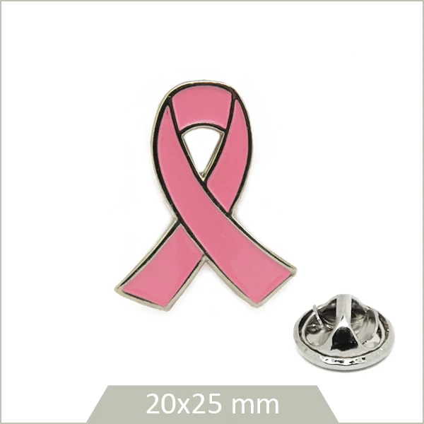 1 pin's ruban rose alliage argenté et émail rose
