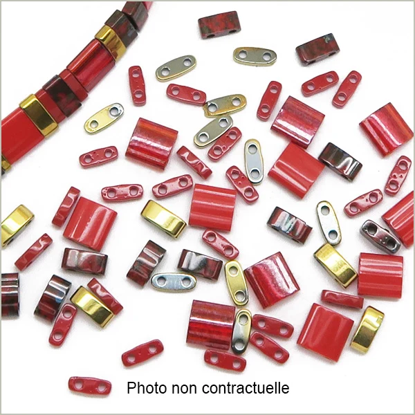 6 g de mix de perles Tila rouge et OR