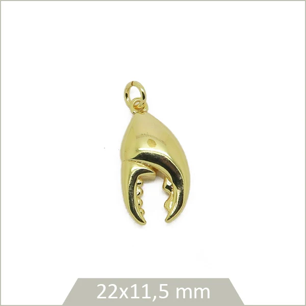 1 breloque pince de crabe en laiton plaqué or 18k