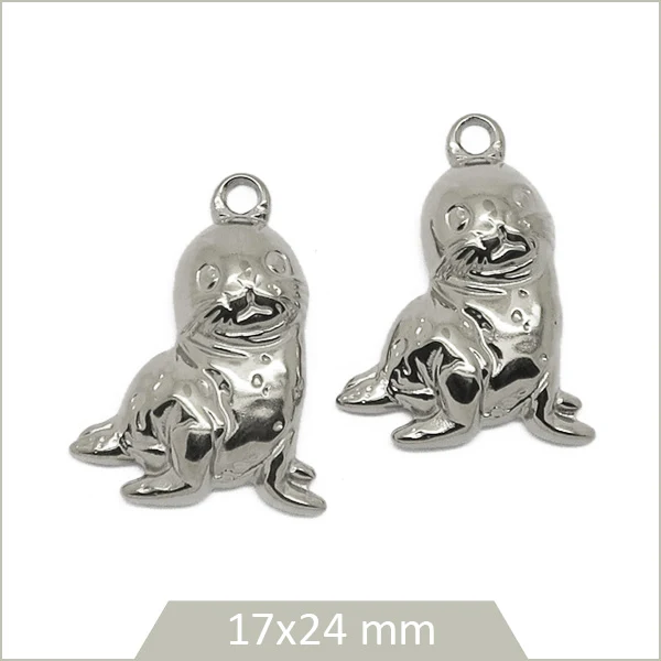 2 breloques otarie en acier inoxydable 304