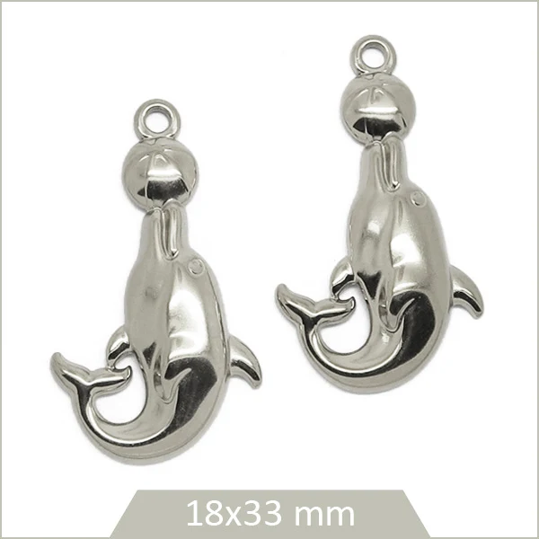 2 breloques dauphin en acier inoxydable 304