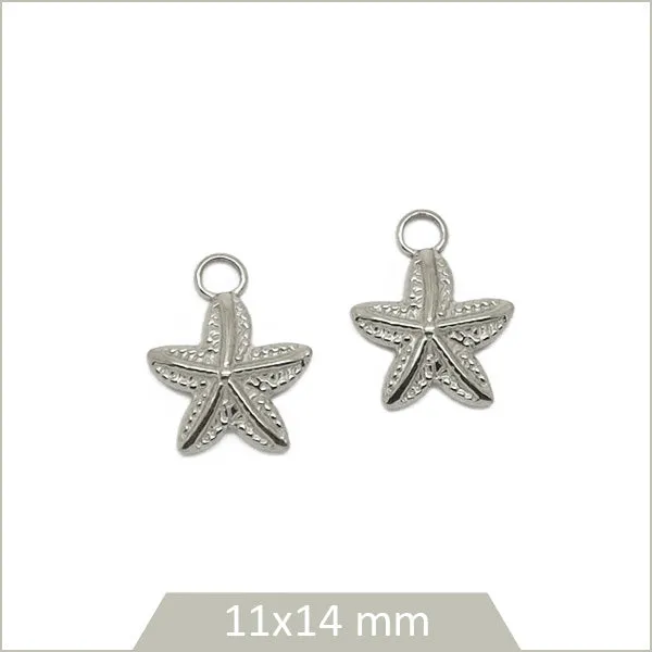2 breloques étoile de mer en acier inoxydable 304