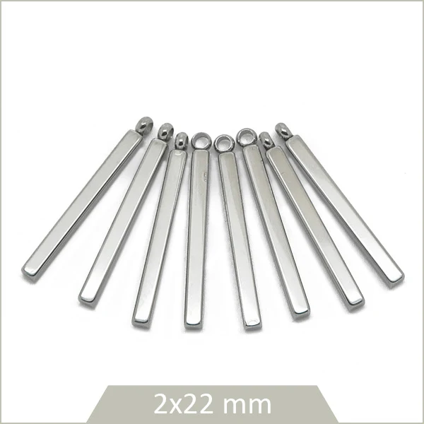 8 breloques bâtonnet acier inoxydable
