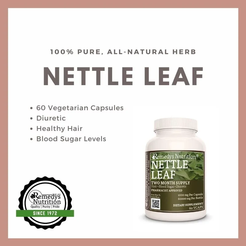 Feuille d'ortie 1000 mg, 60 capsules végétaliennes