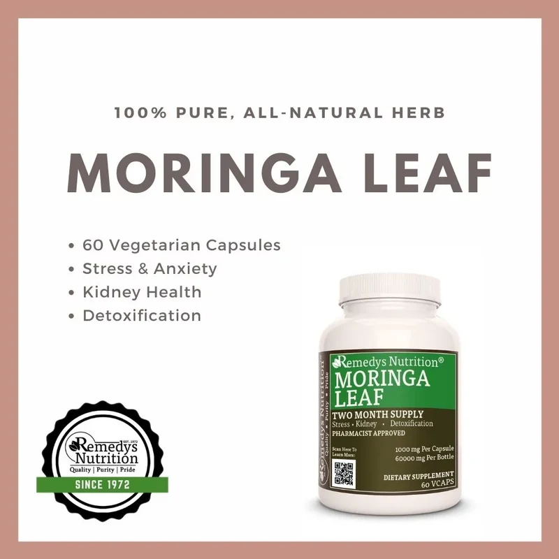 Feuille de Moringa 1000 mg, 60 capsules végétaliennes