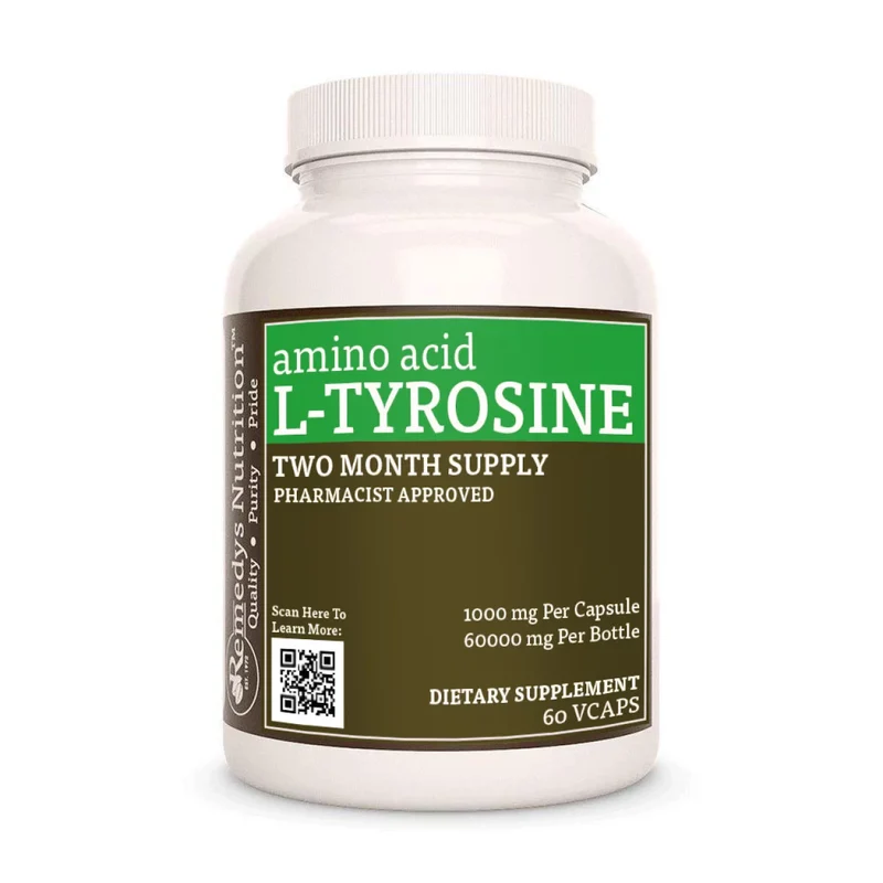 Acide aminé L-tyrosine | 1000 mg, 60 capsules végétaliennes