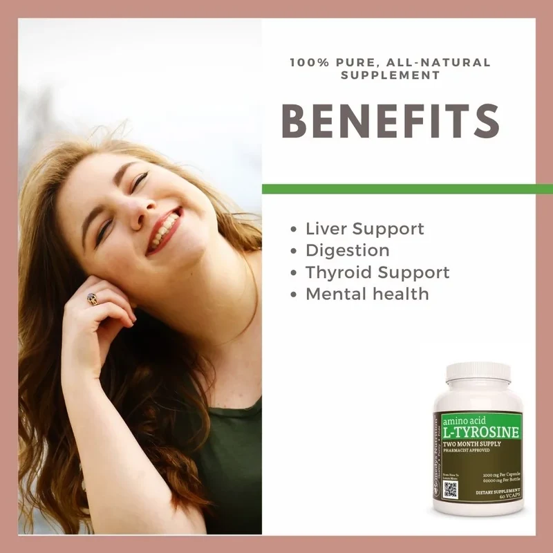 Acide aminé L-tyrosine | 1000 mg, 60 capsules végétaliennes