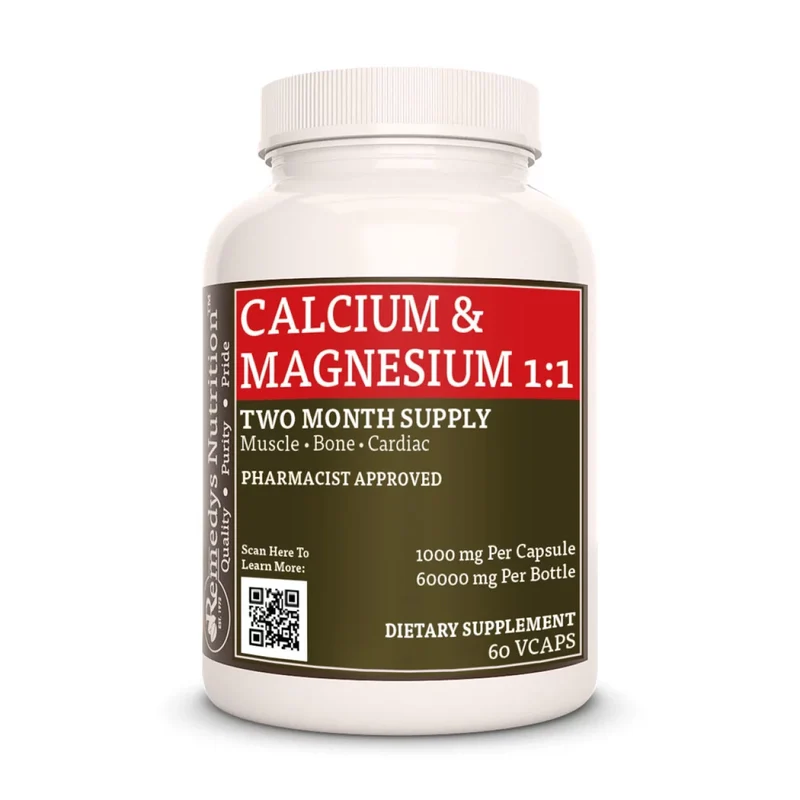 Calcium et magnésium 1:1 1000 mg 60 capsules végétaliennes