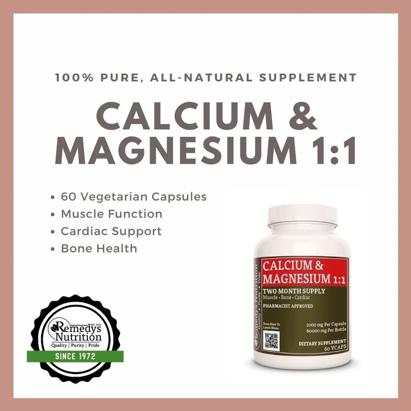 Calcium et magnésium 1:1 1000 mg 60 capsules végétaliennes