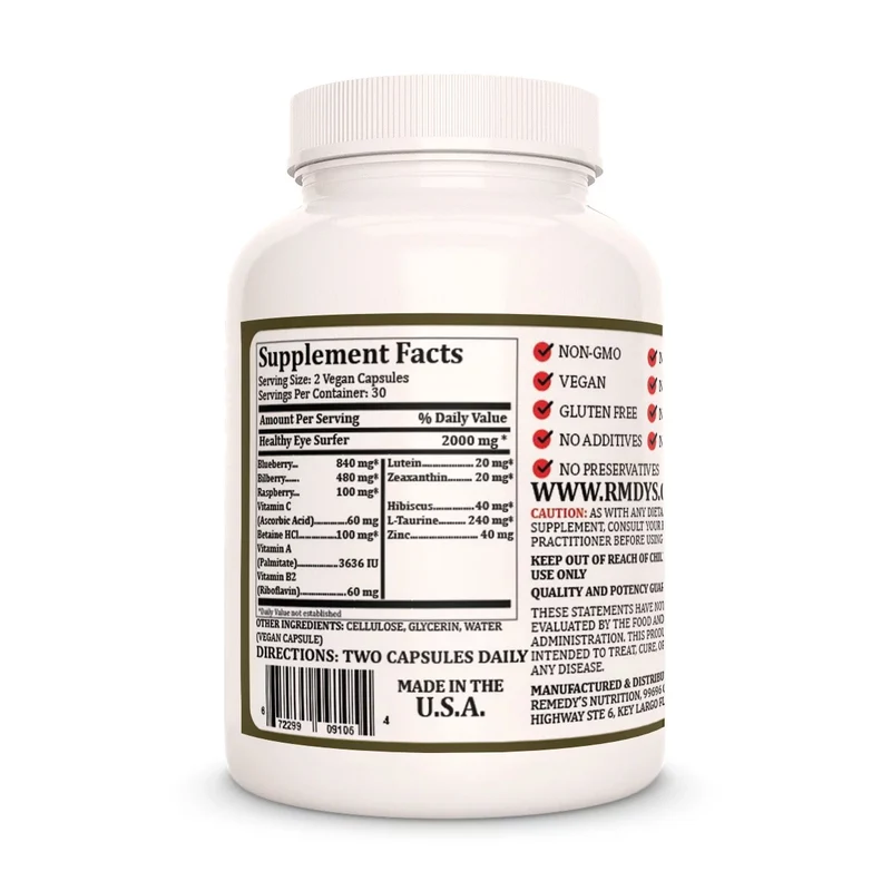 Healthy Eye Surfer™ Vitamines pour la vision 1000 mg 60 capsules végétaliennes