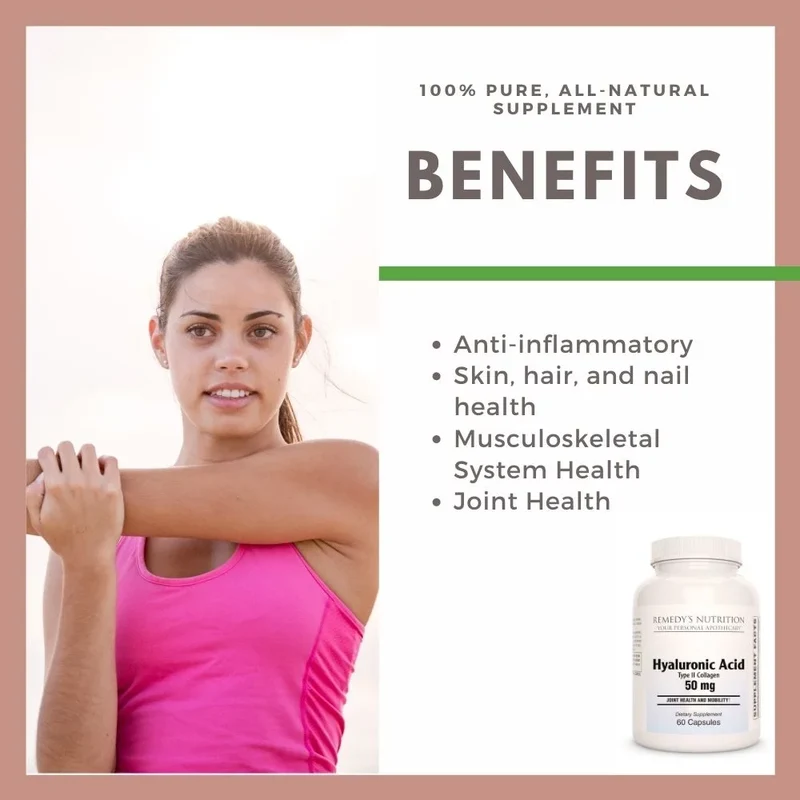 Acide hyaluronique avec collagène de type II 50 mg 60 capsules végétaliennes