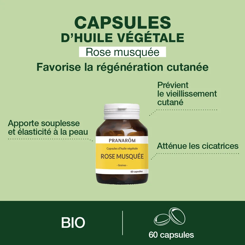 Capsules d'Huile Végétale de Rose musquée