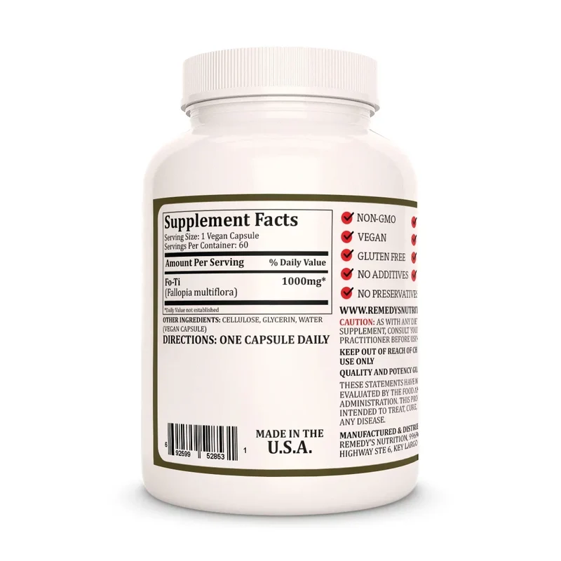 Fo-Ti (He Shou Wu) 1000 mg, 60 gélules végétaliennes