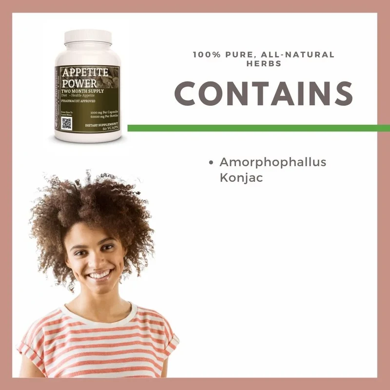 Appetite Power™ Racine de konjac – Glucomannane pour la perte de poids 1000 mg 60 capsules végétaliennes
