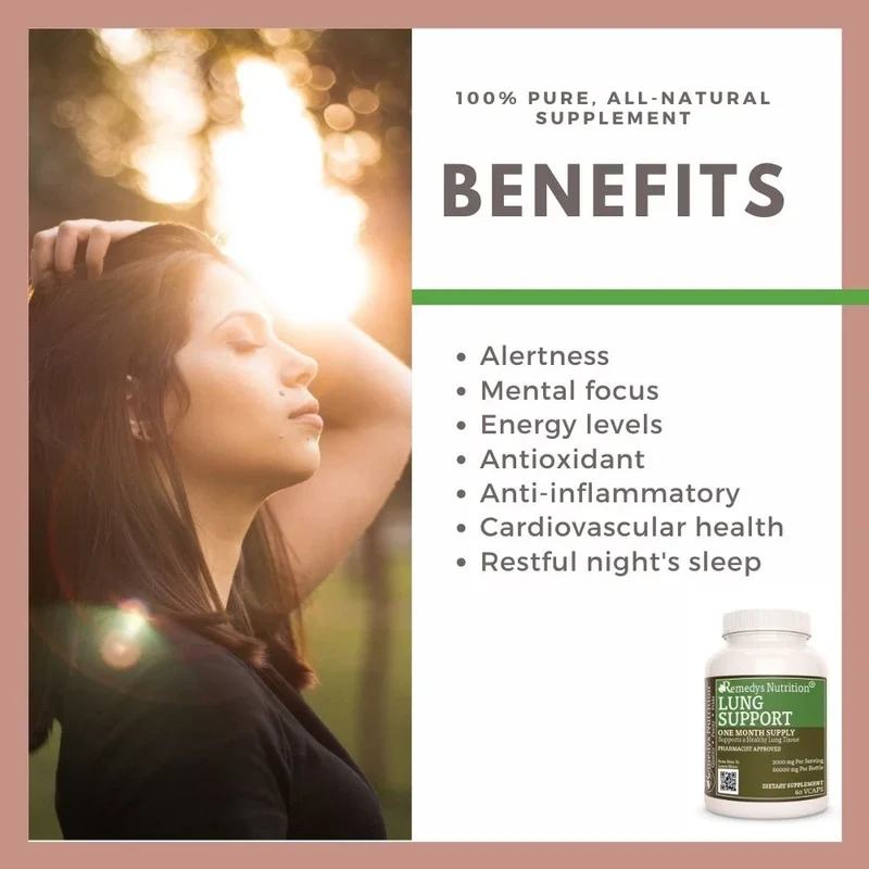 Vitamines pour les poumons Lung Support™ 1000 60 mg, XNUMX capsules végétaliennes