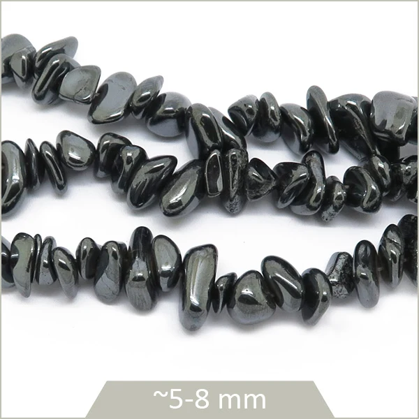 38 cm de perles chips hématite gris anthracite non magnétique (125 perles environ)