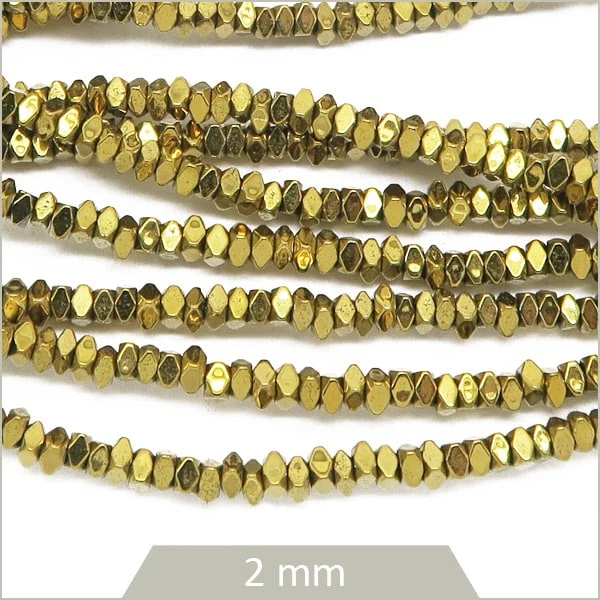 Env. 360 perles intercalaires polygones en hématite doré 2 mm