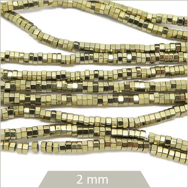 Env. 390 perles intercalaires boulon en hématite doré 2 mm