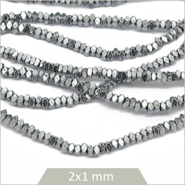 Env. 390 perles intercalaires polygones en hématite couleur argent 2 mm
