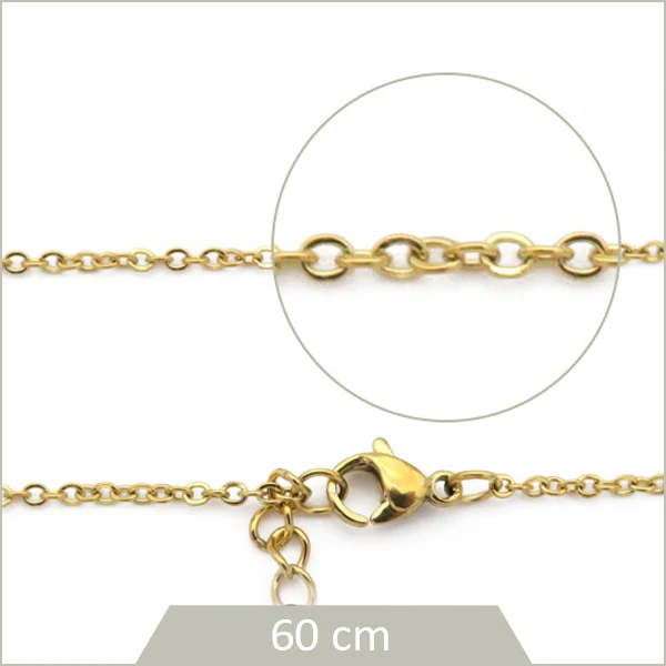 10 colliers 60 cm chaîne maillon ovale fin acier inoxydable doré