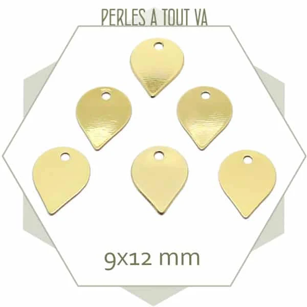 6 petites breloques goutte inversée dorées cantOr