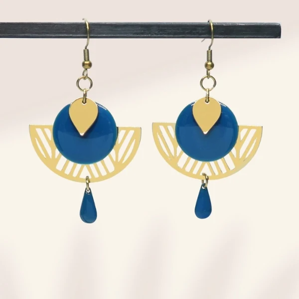 6 petits sequins gouttes effet émaillé bleu canard
