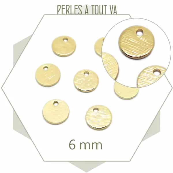 10 minis breloques cercles striées dorées 6 mm CantOr