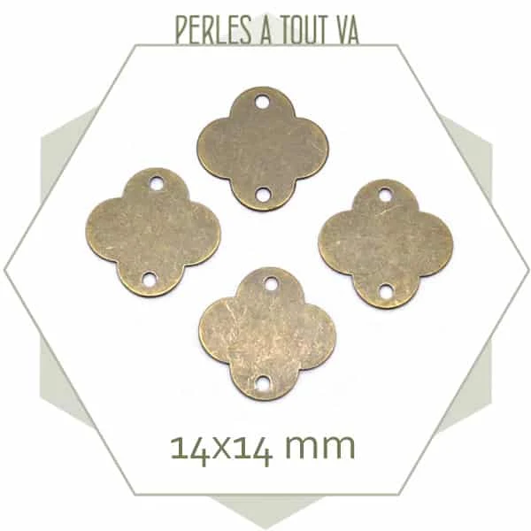 8 connecteurs trèfles bronze 14 mm