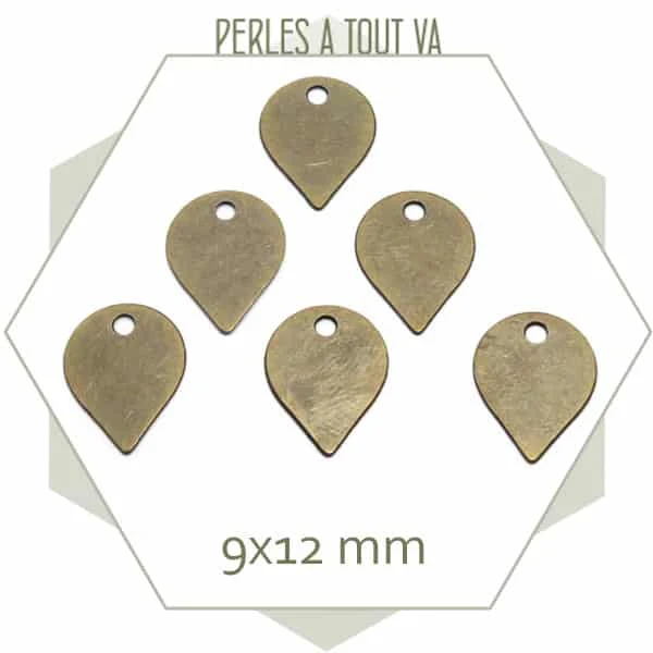 10 petites breloques bronze goutte inversée