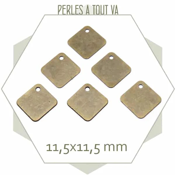10 breloques bronze petits losanges