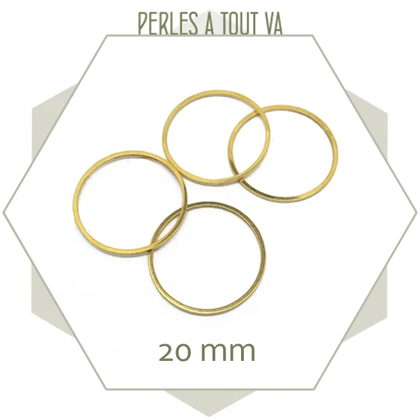 4 anneaux fermés ronds en acier inoxydable doré 20 mm