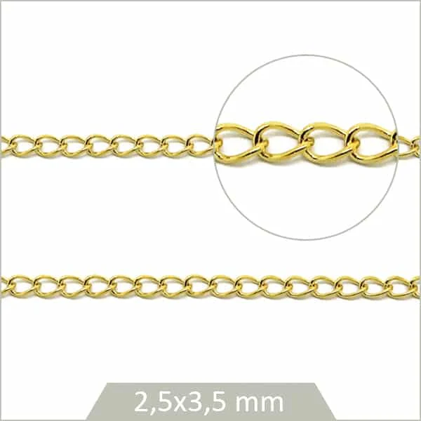 1 m de chaînette de réglage en acier inoxydable doré
