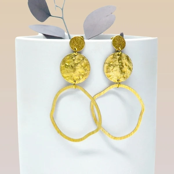 4 clous de boucle d'oreilles cercle texturé 10mm en acier inoxydable doré 304