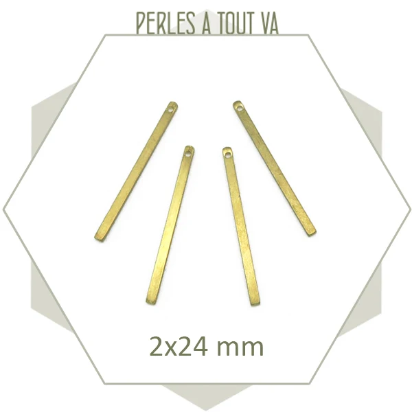 10 breloques bâtons laiton brut 25 mm