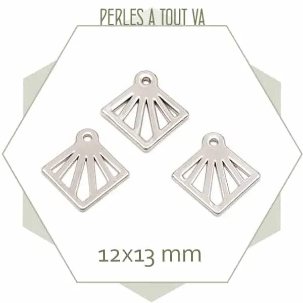 6 petites breloques losanges à rayon acier inoxydable