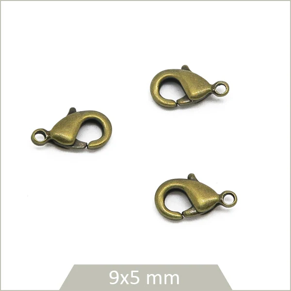 10 petits fermoirs mousquetons bronze