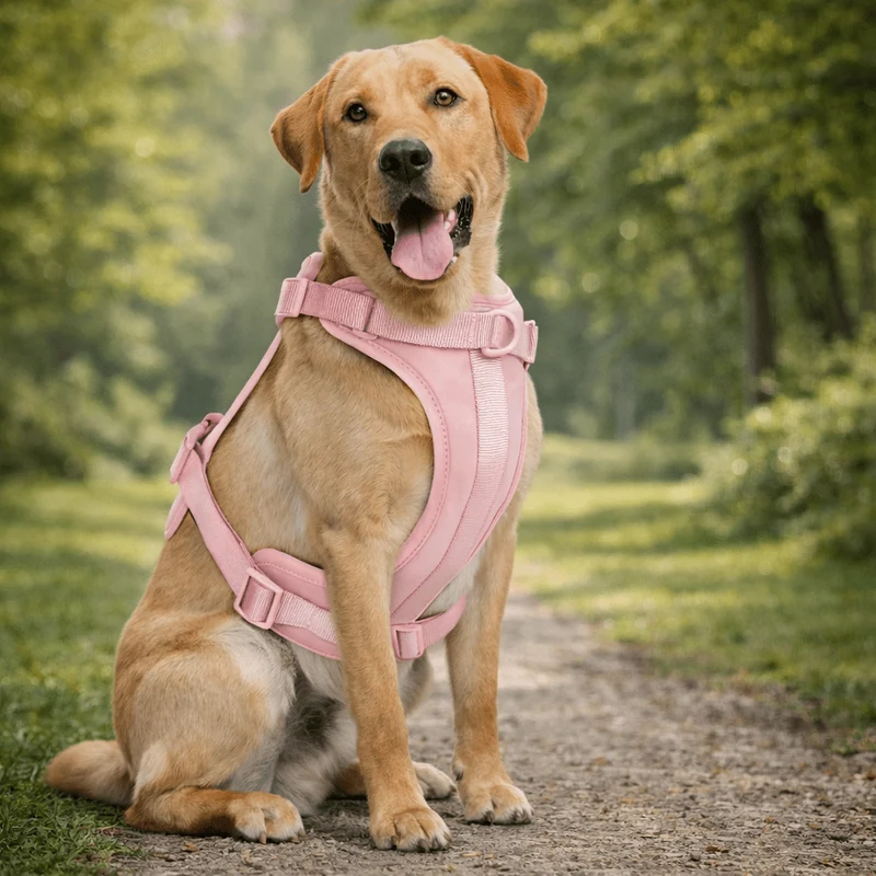 Harnais gros chien rose