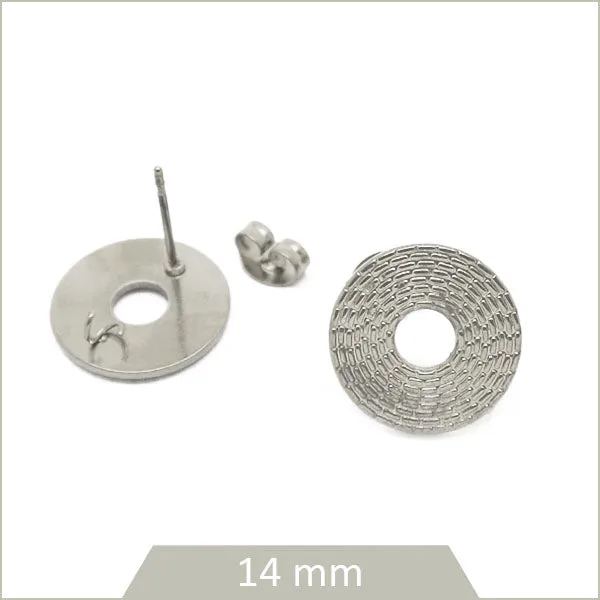 2 clous de boucles d'oreille texturés en acier inoxydable 304