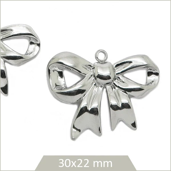 2 breloques noeud papillon en acier inoxydable