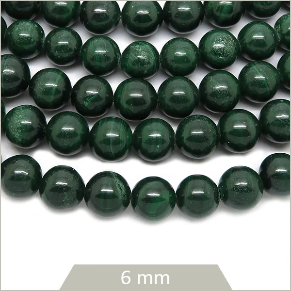 Env. 60 perles rondes en Malachite, 6 mm