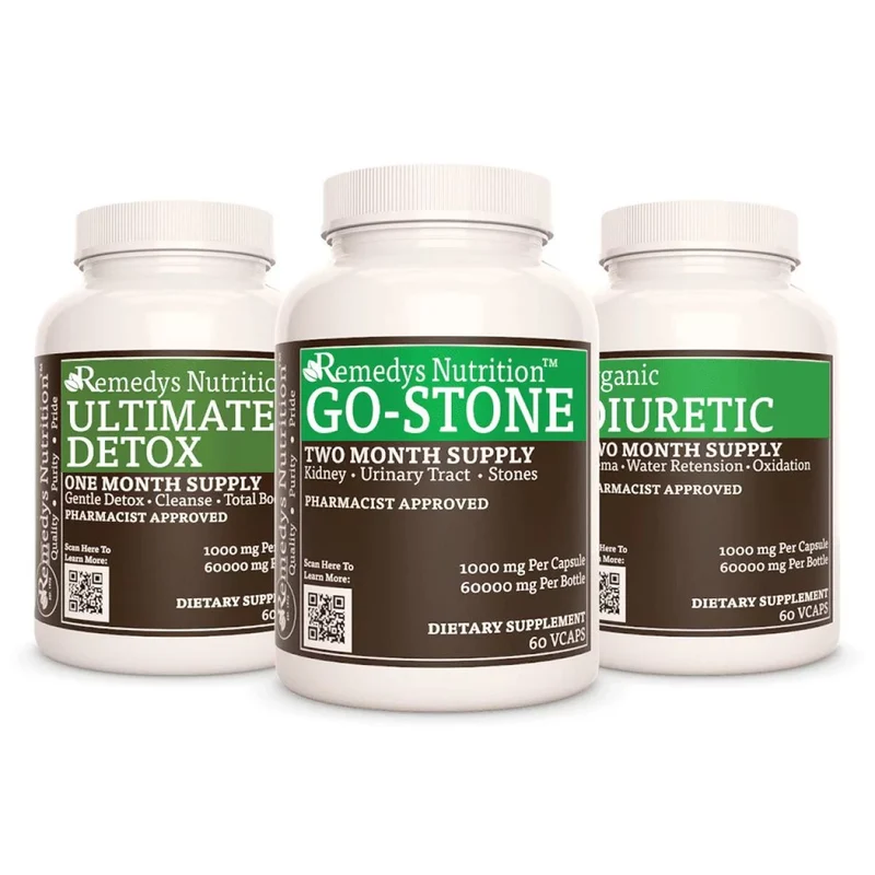 Pack d'énergie pour calculs rénaux™, trois flacons de 1000 60 mg, XNUMX capsules