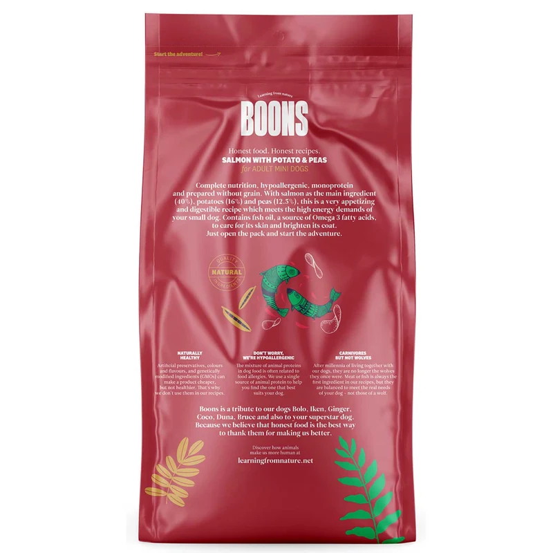 Hundefutter Boons Lachs (für ausgewachsene Hunde kleiner Rassen)