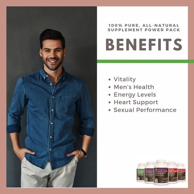 Pack d'énergie pour la santé masculine™, cinq flacons de capsules