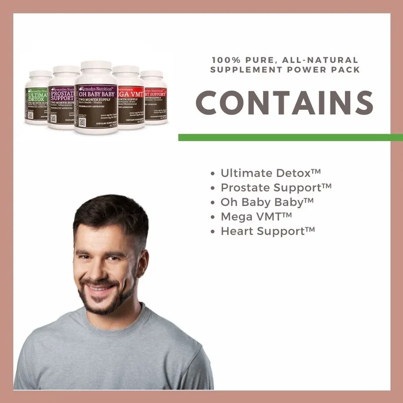 Pack d'énergie pour la santé masculine™, cinq flacons de capsules